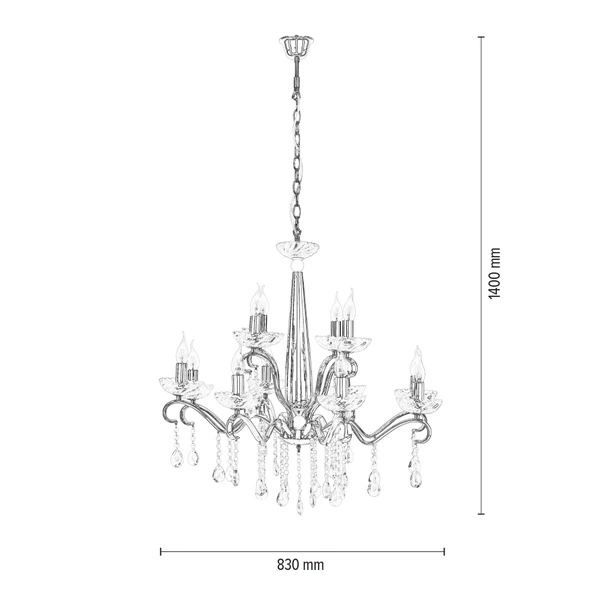 Alessa Pendant Lamp 12xE14 Max.40W Chrome Metal/Transparent Glass 9011228