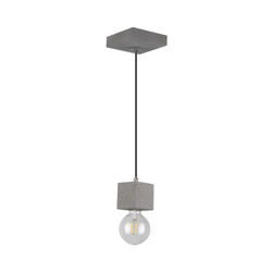 Strong Square Pendant Lamp 1xE27 Max.60W Gray Concrete/Black Fabric Cable