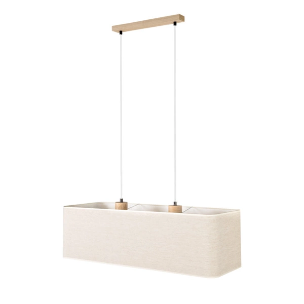 Boho Hanging Lamp 2xE27 Max.40W Oiled Oak/Transparent PVC/Beige