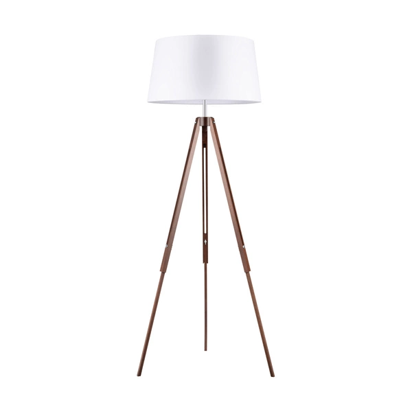 Tripod Floor Lamp 1xE27 Max.60W Walnut Beech Wood/Transparent PVC Cable/White Fabric Shade 6021076