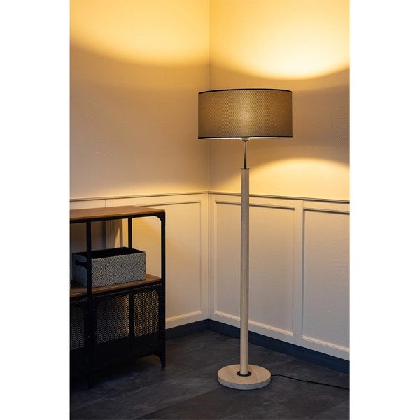 Benita Black Floor Lamp 1xE27 Max. 60W Oiled Oak/Black/Brown-Black-Gold 6017400611550
