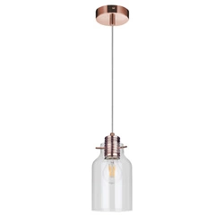 Alessandro Pendant Lamp 1xE27 Max.60W Copper Metal/Transparent PVC Cable/Transparent Glass 1760113