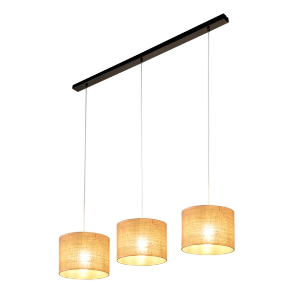 Jute Lampa Wisząca 3xE27 Max.40W Czarny/Transparentny/PVC/Beżowy 16910304