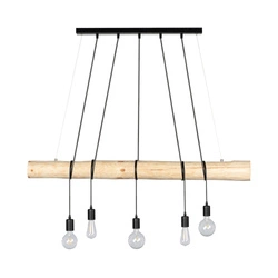 Trabo Long Lampa Wisząca 5xE27 Max.60W Sosna Naturalna/Czarny