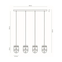 Netuno Pendant Lamp 4xE27 Max.15W LED Stained Pine Gray/Black Metal/Black PVC Cable/Silver Metal 1871759457