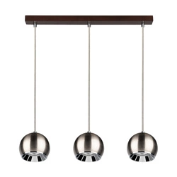 Lampa wisząca z drewna Ball w zestawie 3xLED GU10 5W Drewno bukowe w kolorze orzecha/metal satynowy 5141376