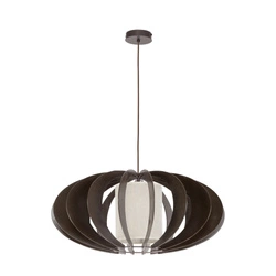 Keiko Pendant Lamp 1xE27 Max.60W Wenge Wood/Black Metal/Beige Fabric Shade 1030151