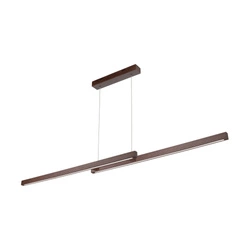 Smal Double Pendant Lamp 2xLED 24V Integrated 2260lm 3000K 22,5W Walnut Beech Wood/Transparent PVC Cable with Touch Dimmer 1519676