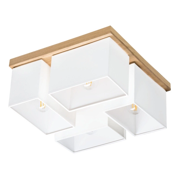 Paloma Ceiling Lamp 4xE27 Max.25W Oiled Oak/White Fabric Shade 2452474