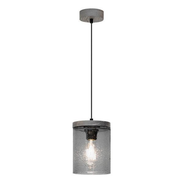 Monsun Pendant Lamp 1xE27 Max.60W Stained Pine Gray/Black PVC Cable/Smoked Glass 161859157