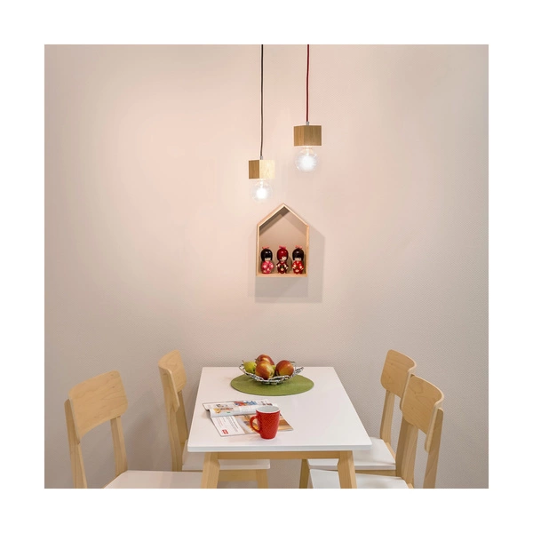 Trongo Square Pendant Lamp 1xE27 Max.60W Oiled Oak/Anthracite Fabric Cable 7161174