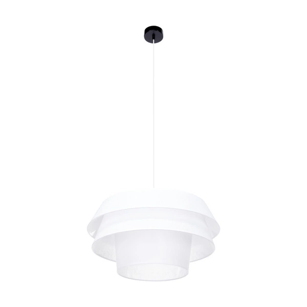 Amar Pendant Lamp 1xE27 Max.60W Black Metal/Transparent PVC Cable/White Fabric Shade 160950104