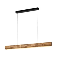 Lucas Pendant Lamp 1xLED Samsung 24V Integrated 2380lm 3000K 25,5W Stained Pine Brown/Black Metal/Transparent PVC Cable with Touch Dimmer 69480104