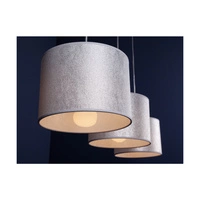 Prata Pendant Lamp 3xE27 Max.40W Gray Metal/Transparent PVC Cable/Silver Fabric Shade 957280347