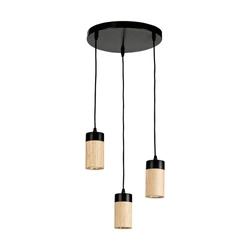 Annick Pendant Lamp Incl. 3xLED GU10 5W Oiled Oak/Black Metal/Black Silicone Braid Cable