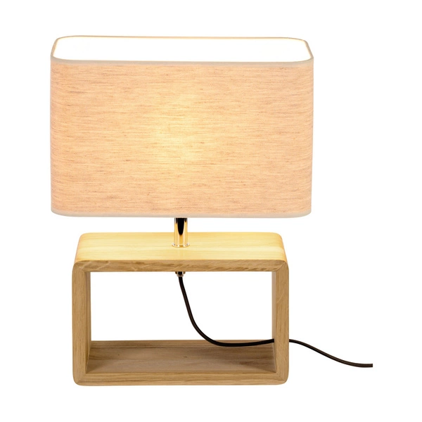 Boho Table Lamp 1xE27 Max.25W Oiled Oak/Black Braid/Beige 77291174