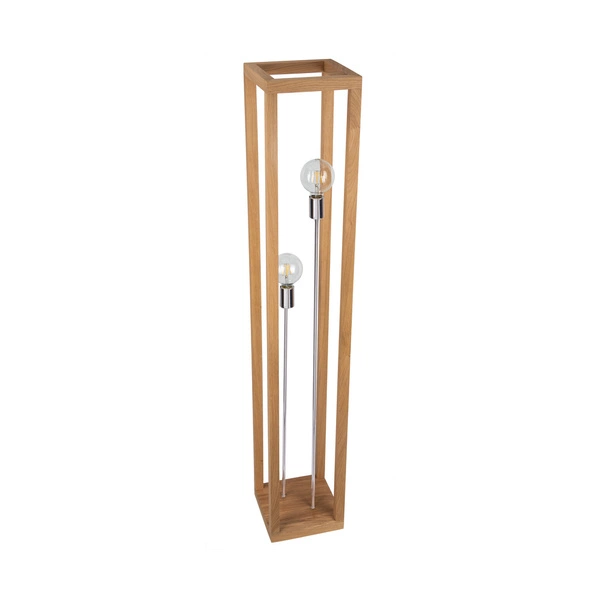 Kago Floor Lamp 2xE27 Max.60W Oiled Oak/Chrome Metal/Black Fabric Cable 51528274