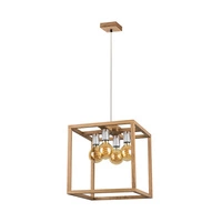 Kago Pendant Lamp 4xE27 Max.60W Oiled Oak/Chrome/Transparent 61580474