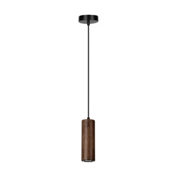 Lampa wisząca Pipe 1xGU10 LED Max.5W Drewno bukowe z orzecha włoskiego/Czarny metal/Czarny kabel PCV