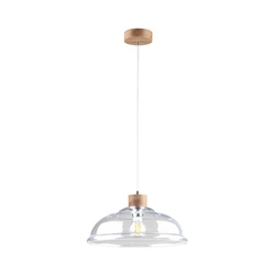 Molde Pendant Lamp 1xE27 Max.60W Oiled Oak/Transparent PVC Cable/Transparent Glass 9882074