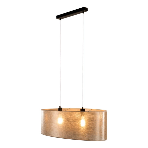Nevoa Pendant Lamp 2xE27 Max.40W Black Metal/Transparent PVC Cable/Silver Fabric Shade 17930204