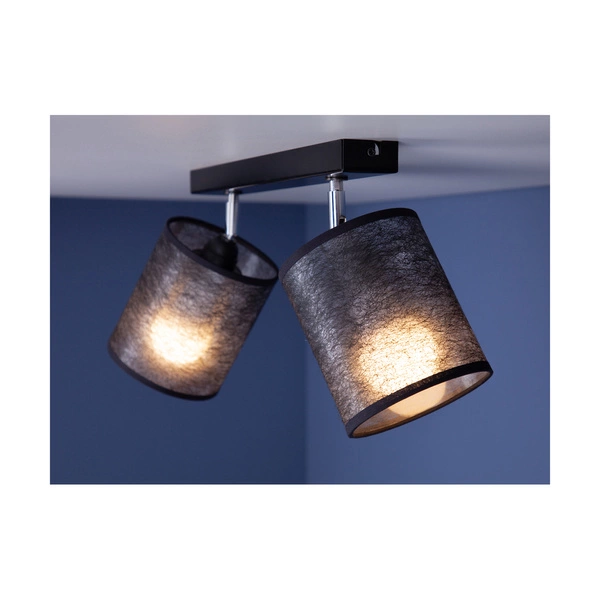 Nevoa Ceiling Lamp 2xE27 Max.25W Black Metal/Chrome Metal/Black Fabric Shade 56795204
