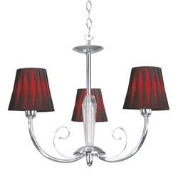 Borgia Ceiling Lamp 3xE14 Max.40W Chrome Metal/Black-Red Fabric Shade 5077306