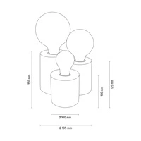 Okrągła lampa stołowa Vincent 3xE27 maks. 15W drewno brzozowe/kabel z czarnej tkaniny 2266360
