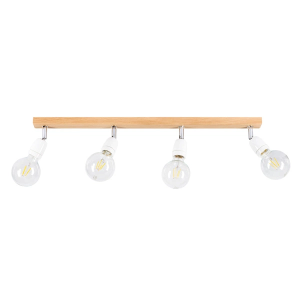 Porcia Wood Ceiling Lamp 4xE27 Max.25W Oiled Oak/White Ceramics