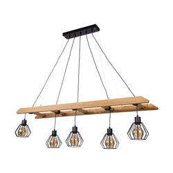 Eskalo Pendant Lamp 5xE27 Max.60W Stained Pine Brown/Black Metal/Black PVC Cable 7229551