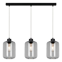 Tarro Pendant Lamp 3xE27 Max.60W Black Metal/Transparent PVC Cable/Smoked Glass 15890304