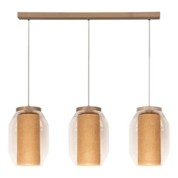 Vaso Jute Lampa Wisząca 3xE27 Max.15W LED Dąb Olejowany/Transparentny PVC/Transparentny/Beżowy 179110374