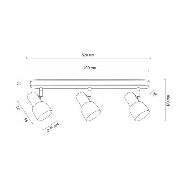 Svantje Ceiling Lamp 3xE14 Max.40W Birch Wood/White Metal 2239360