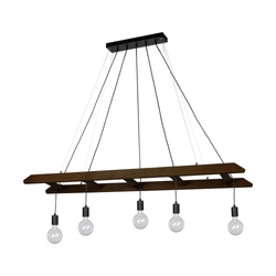 Eskalo Pendant Lamp 5xE27 Max.60W Stained Pine on Walnut/Black Metal/Black PVC Cable