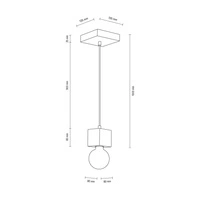 Strong Square Pendant Lamp 1xE27 Max.60W Gray Concrete/Black Fabric Cable 7089136