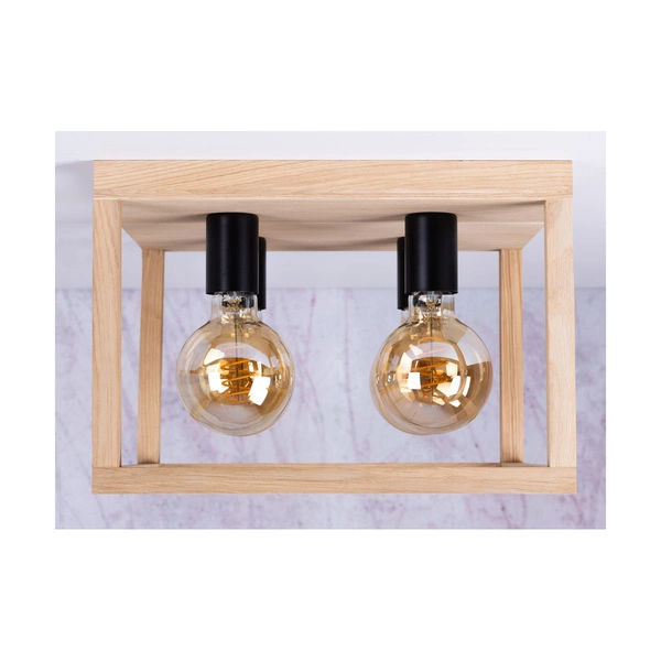 Kago Ceiling Lamp 4xE27 Max.60W Oiled Oak/Black Metal 9154474