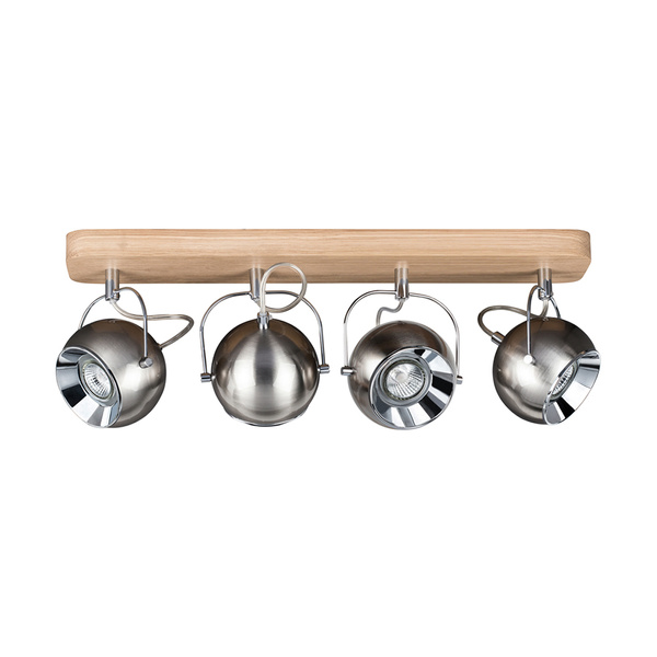 Ball Wood Ceiling Lamp Incl. 4xLED GU10 5W Oiled Oak/Satin