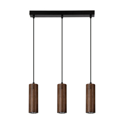 Pipe Pendant Lamp 3xGU10 LED Max.5W Walnut Beech Wood/Black Metal/Black PVC Cable