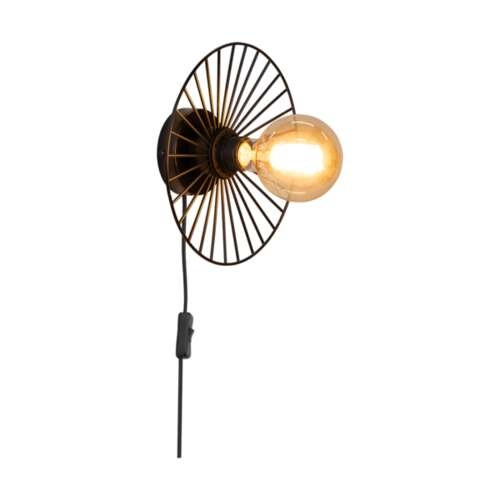 Antonella Wall Lamp 1xE27 Max.25W Black Metal/Black Fabric Cable 289049104
