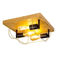 Netuno Wall/Ceiling Lamp 3xE27 Max.15W LED Stained Pine Brown/Black Metal/Gold Metal 92013351