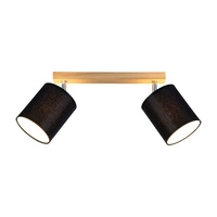 Aprillia Ceiling Lamp 2xE27 Max.25W Oiled Oak/Black Fabric Shade 56746274
