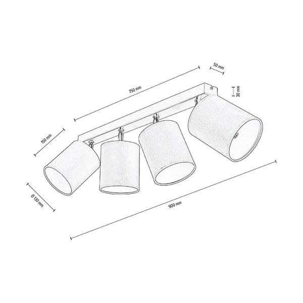 Lampa Sufitowa Mateo 4xE27 Max.25W Czarny Metal/Beżowa Tapeta 87800404