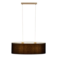 Dove Pendant Lamp 2xE27 Max.40W Oiled Oak/Transparent PVC Cable/Black Fabric Shade 17400274