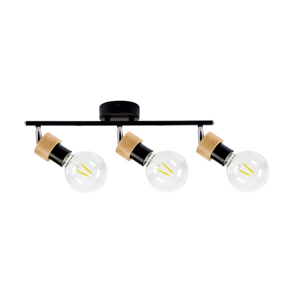 Lampa Sufitowa Marjolaine 3xE27 Max.25W Dąb Olejowany/Czarny Metal 2831304