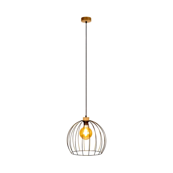 Coop Pendant Lamp 1xE27 Max.60W Oiled Oak/Black Metal/Black PVC Cable 1881974
