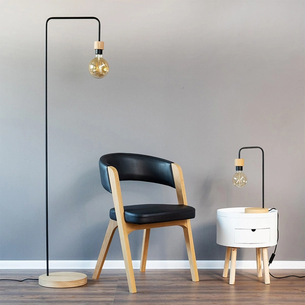 Muriel Table Lamp 1xE27 Max.25W Oiled Oak/Black Metal/Black Fabric Cable 8274974