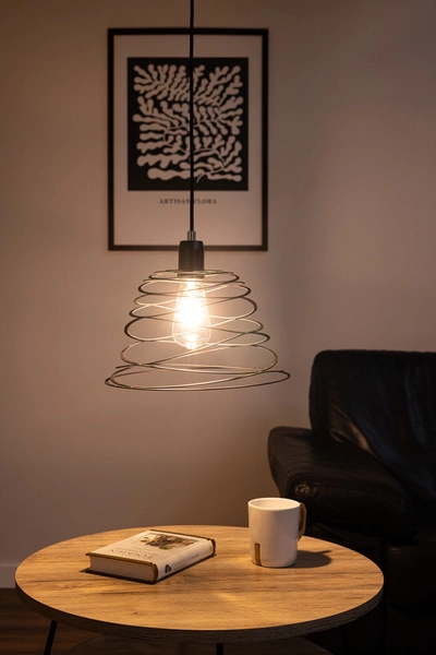 Komet Pendant Lamp 1xE27 Max.60W Chrome Metal/Black Metal/Black PVC Cable 1853104