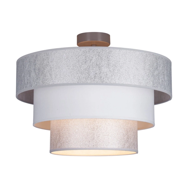 Prata Ceiling Lamp 1xE27 Max.40W Gray Metal/Silver-White Fabric Shade 957281127