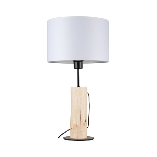 Pino Table Lamp 1xE27 Max.40W Black/Natural Pine/Black Braided/White