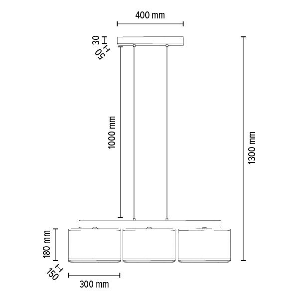 Cadre Pendant Lamp 3xE27 Max.25W Oiled Oak/Transparent PVC/Black 875410374